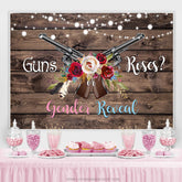 Lofaris Guns Or Roses Wooden Gender Reveal Baby Shower Backdrop